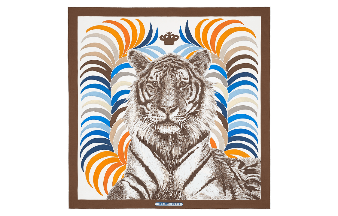 HERMES/爱马仕 Hermes King Tiger 90cm Silk Scarf