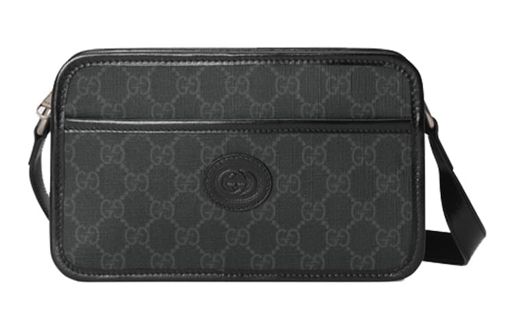 GUCCI/古驰 Gucci GG Logo Leather Box Bag Black