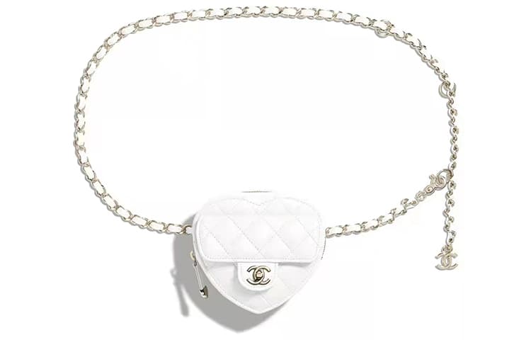 CHANEL Heart Mini Belt Bag White