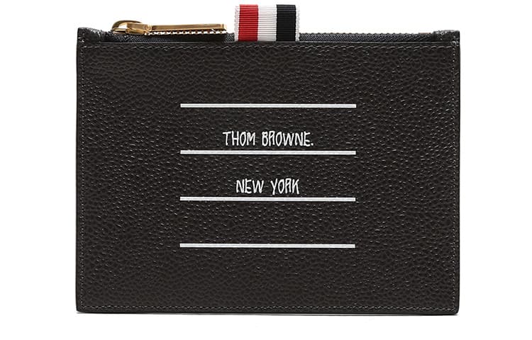 Thom Browne Leather Card Holder Charcoal