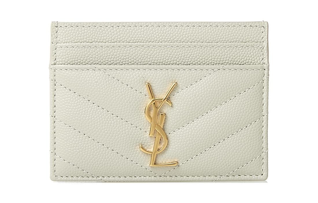 SAINT LAURENT/圣罗兰 Saint Laurent Monogramme Quilted Card Holder Vintage White