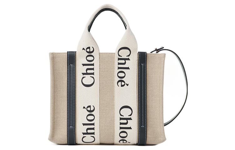 Chloe/蔻依 Chloe Woody Tote Beige/Navy
