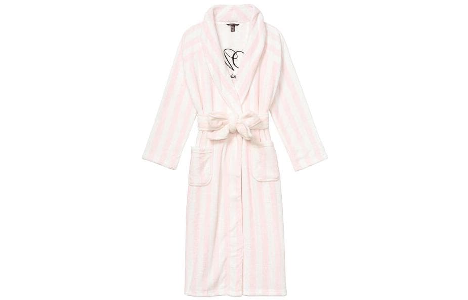 Victoria's Secret/维多利亚的秘密 Victoria's Secret Long Tie Robe Pink White Striped