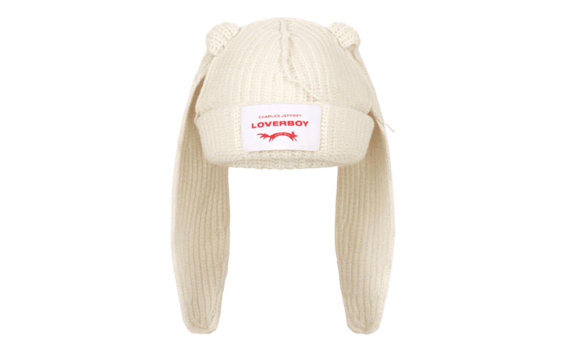 CHARLES JEFFREY Rabbit Knit Beanie White