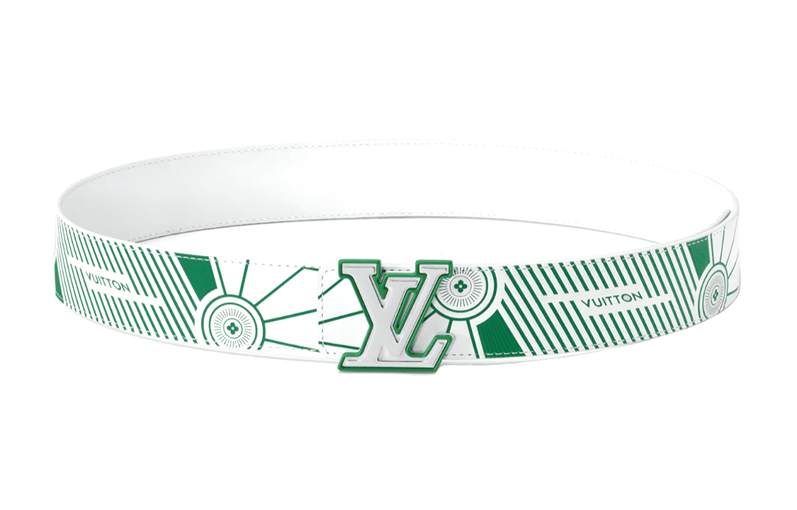 LOUIS VUITTON/路易威登 Louis Vuitton LV Buckle Belt White Green 4cm