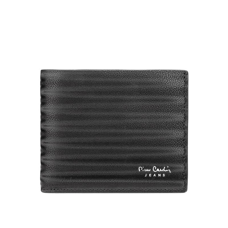 PIERRE CARDIN/皮尔卡丹 Pierre Cardin Metallic Stripe Leather Wallet Large Black Green Gray