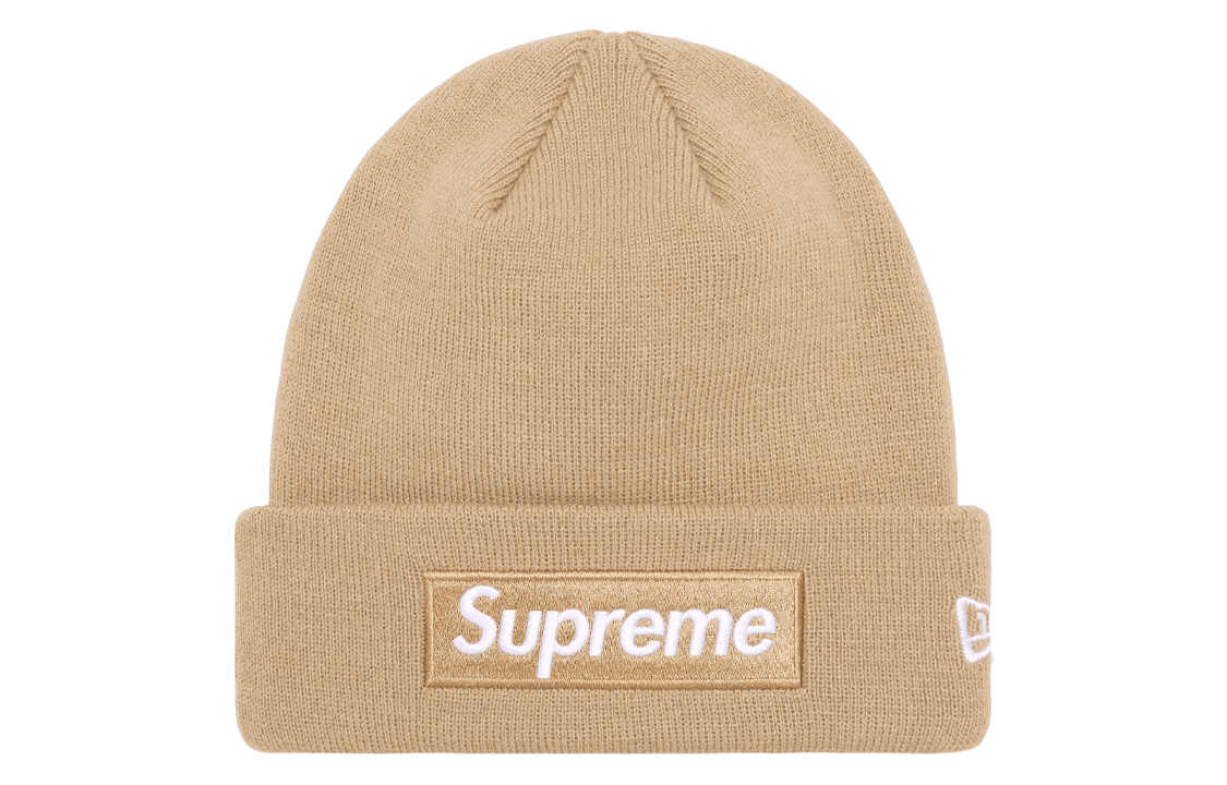 Supreme New Era Box Logo Beanie Beige