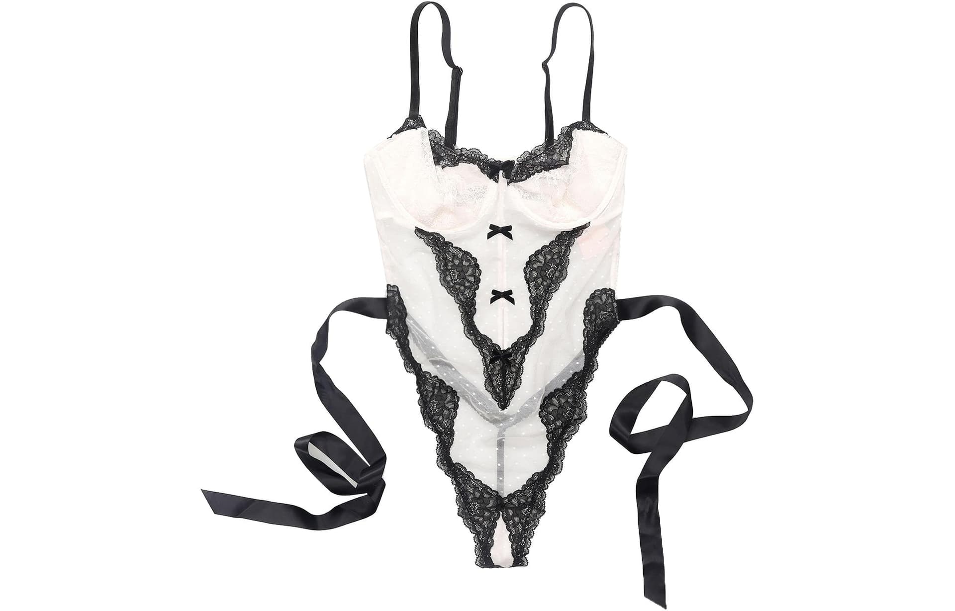 Victoria's Secret/维多利亚的秘密 Victoria's Secret Floral Lace Bodysuit Coconut White