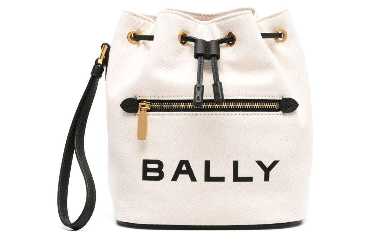 BALLY巴利 Bally Bar Logo Canvas Bucket Bag