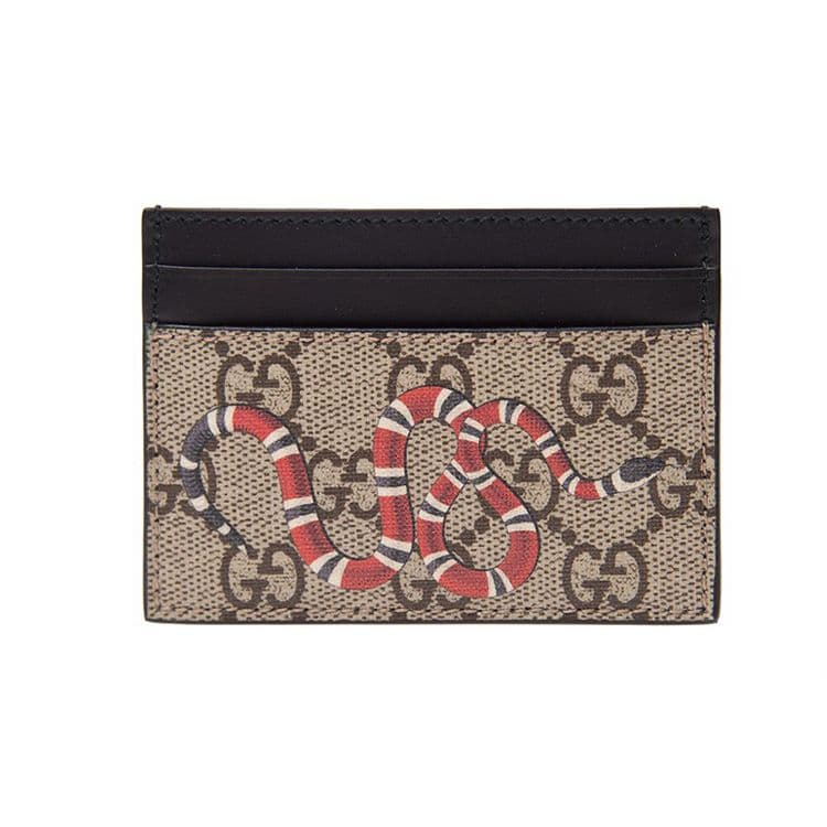 GUCCI/古驰 Gucci Coral Snake Logo Card Holder Ebony Black