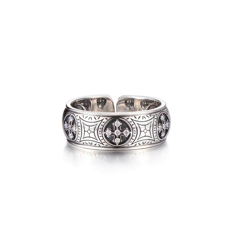 IDEAGEMER Cross Totem Adjustable Ring