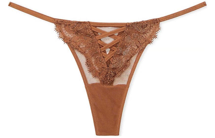 Victoria's Secret/维多利亚的秘密 Victoria's Secret Dream Angels Boho Floral Thong Panty Brown