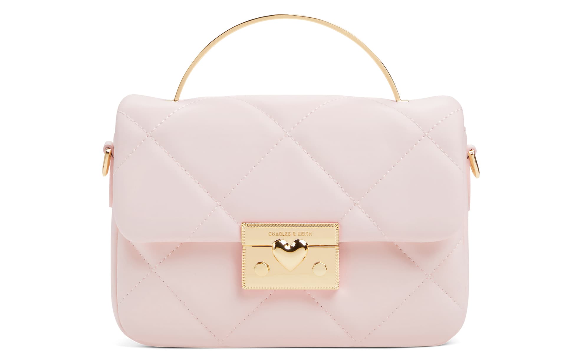 CHARLES&KEITH Charles & Keith Quilted Heart Clasp Box Bag