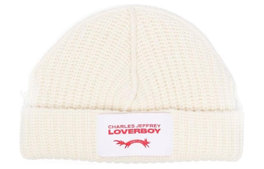 Charles Jeffrey Logo Beanie White