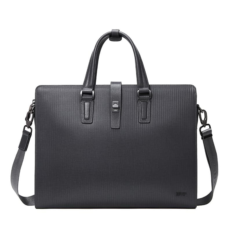 BVP Business Leather Briefcase Gray Regular
