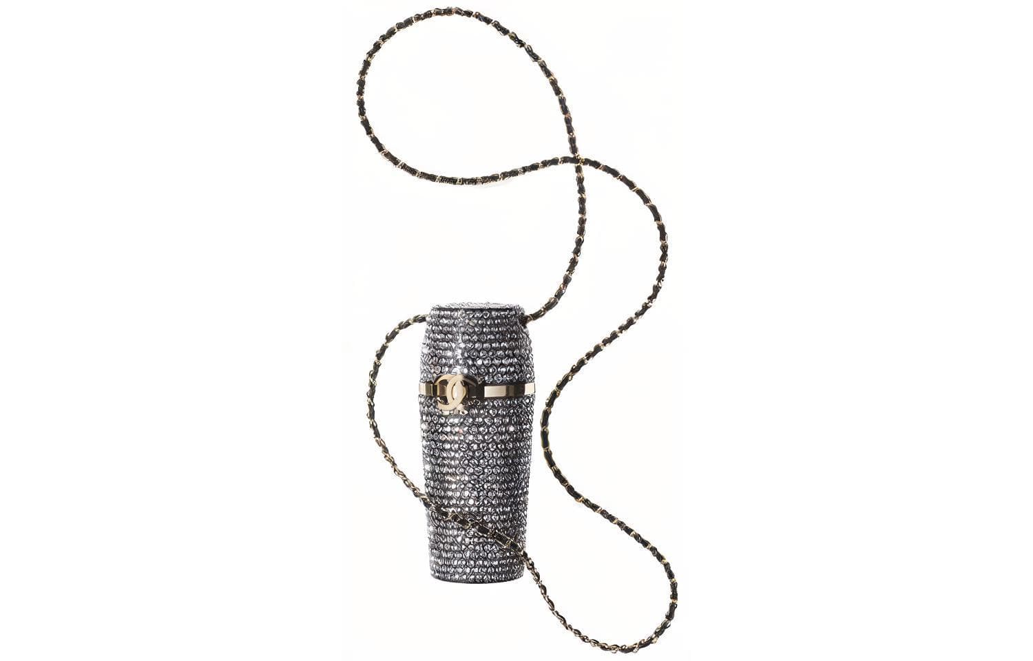 Chanel Logo Necklace Bag Silver