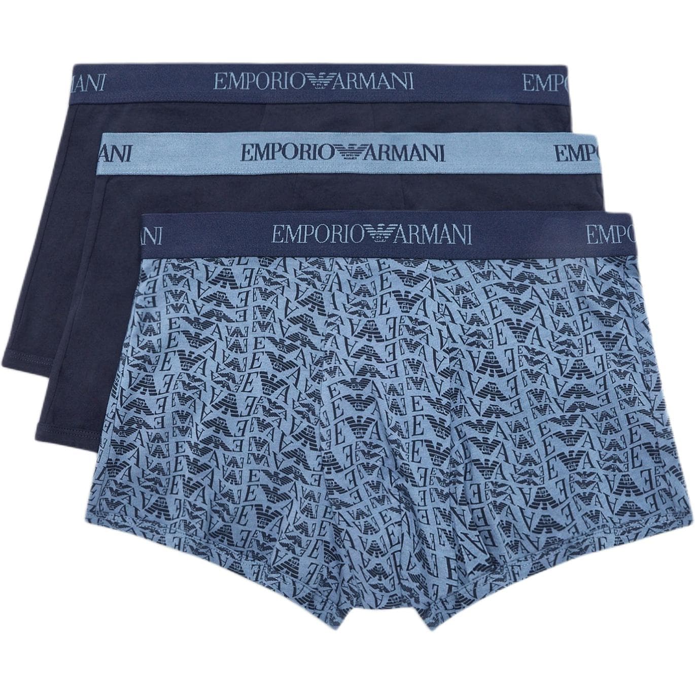 EMPORIO ARMANI/阿玛尼 Emporio Armani FW24 Blue Boxer Briefs 3-Pack