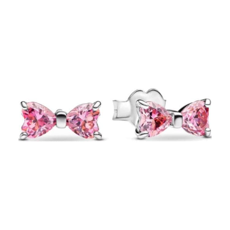 Pandora/潘多拉 Pandora Bow Stud Earrings Pink