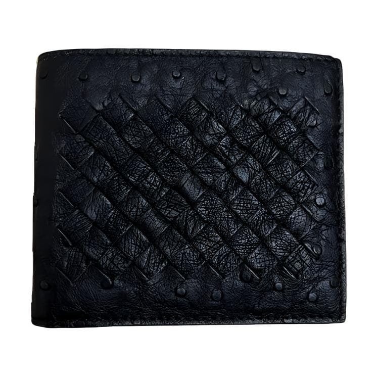 Bottega Veneta/葆蝶家 Bottega Veneta Intreccio Ostrich Card Holder Black