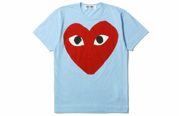 CDG Play Red Heart Crew Neck T-Shirt Blue