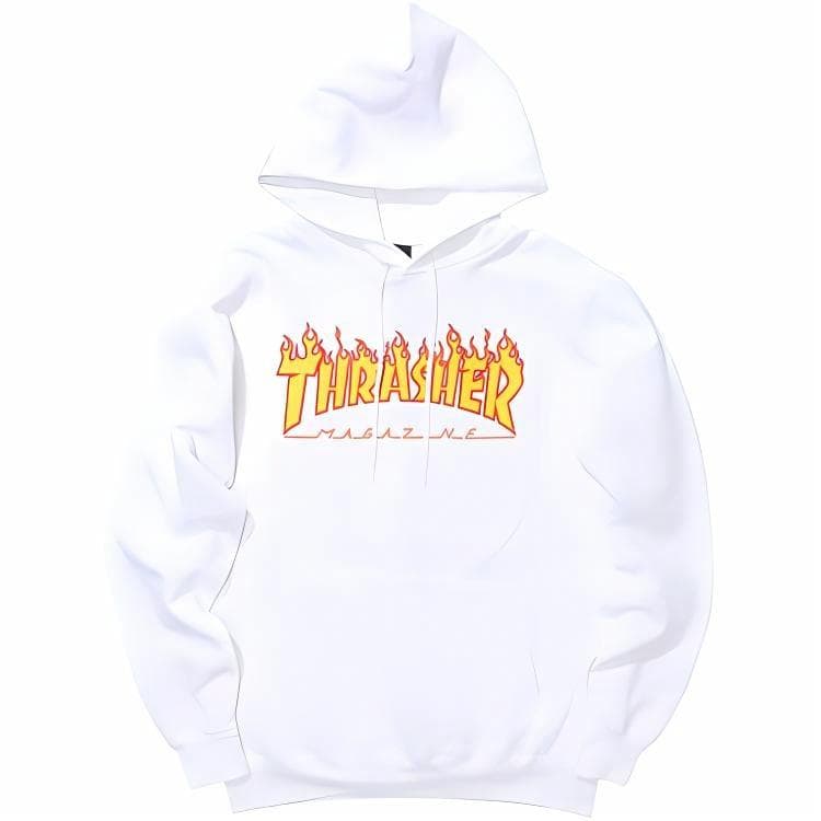 Thrasher Flame Hoodie White