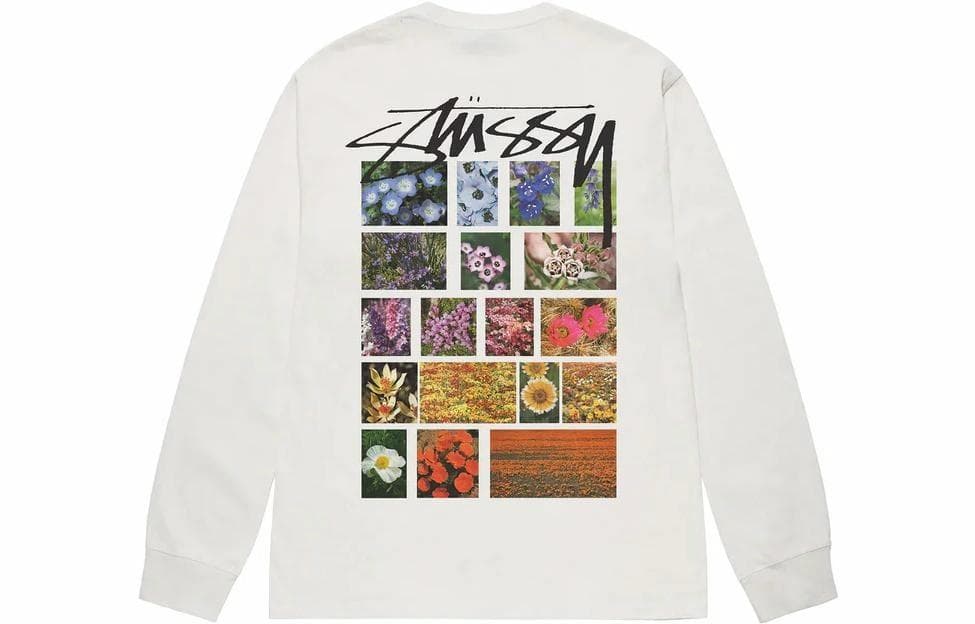 Stussy SS23 Floral Print Crewneck Long Sleeve Tee