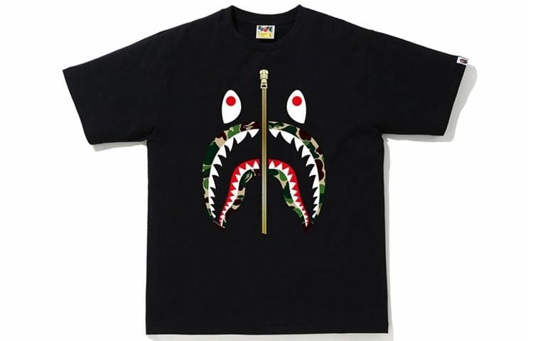 A BATHING APE Shark Camo Zip T-Shirt
