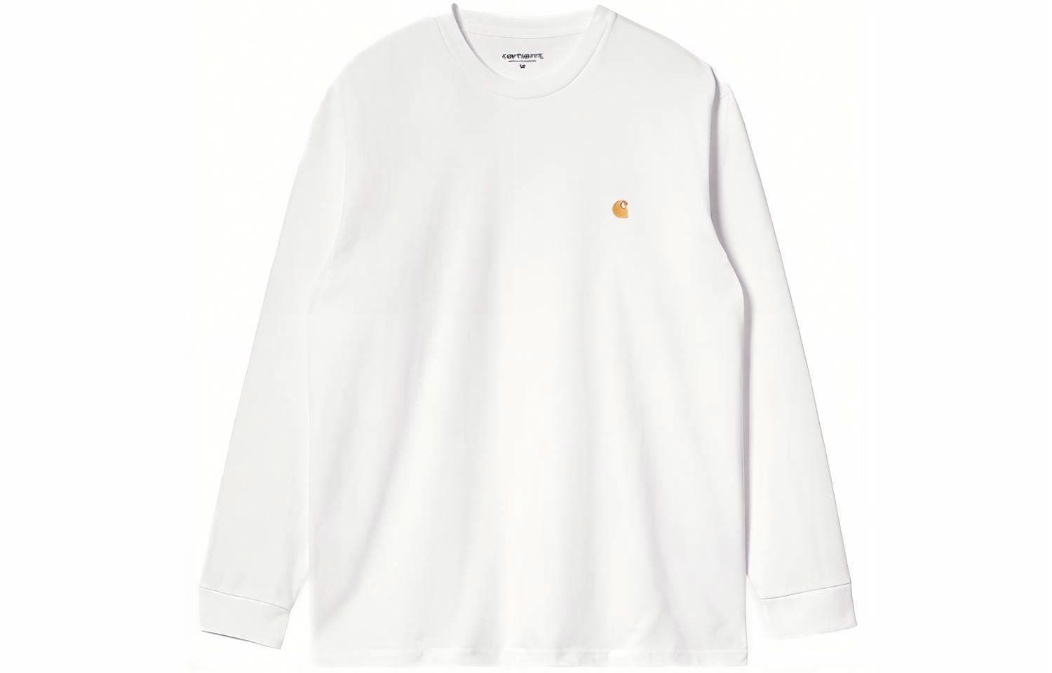 Carhartt WIP Logo Embroidered Long Sleeve Tee White