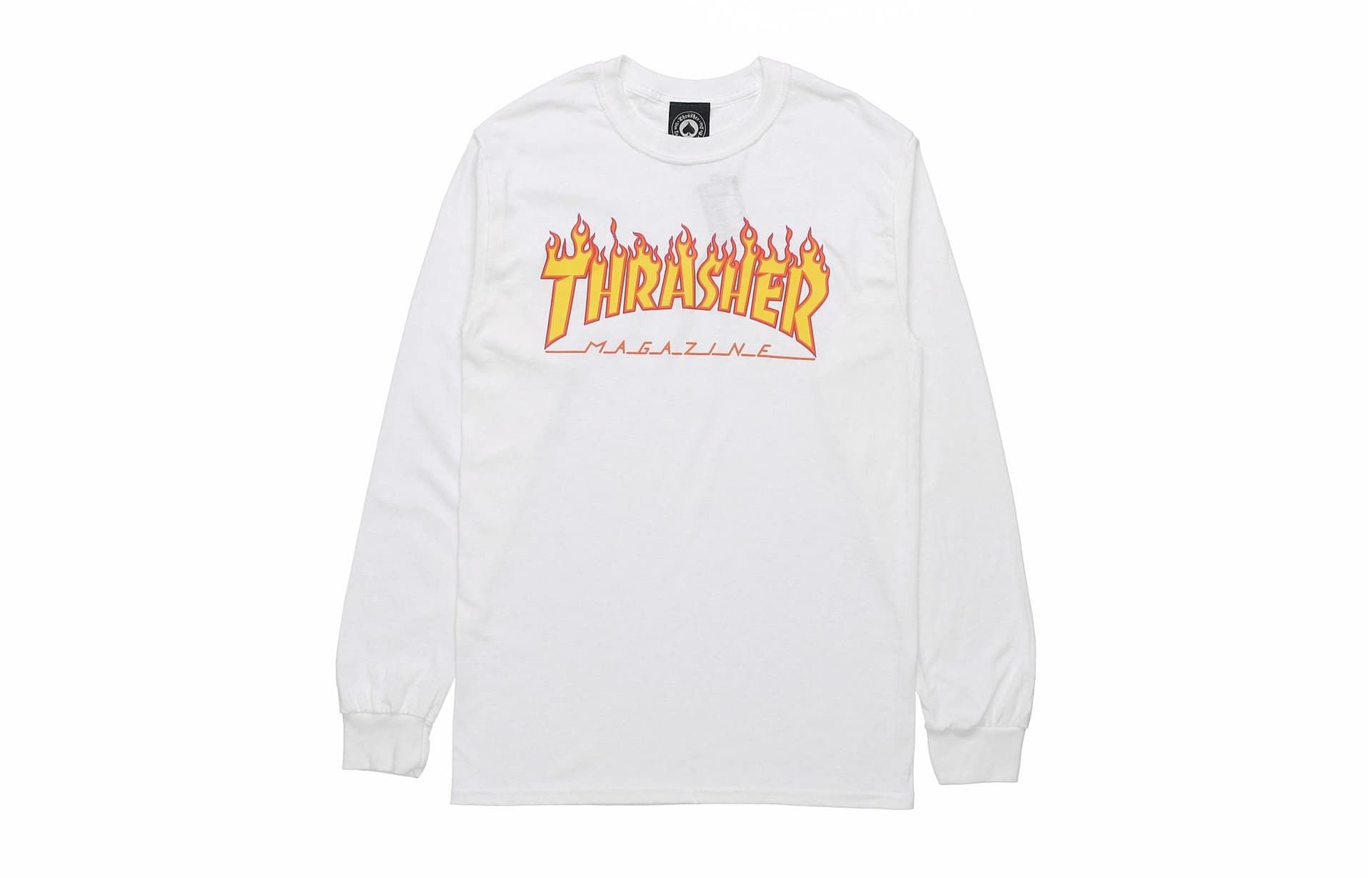 Thrasher Flame Print Long Sleeve Tee White