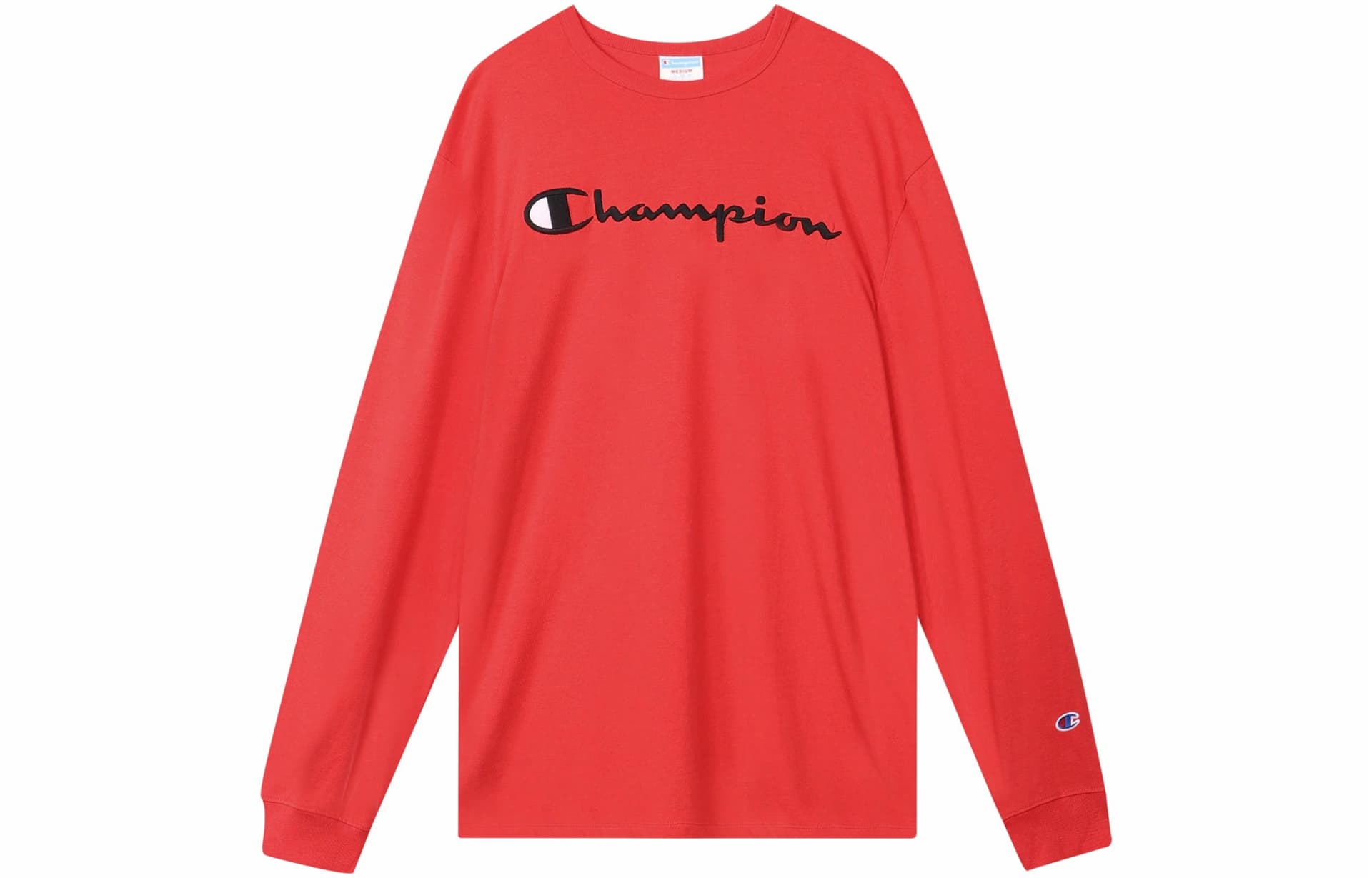 Champion Embroidered Script Logo Long Sleeve Tee Red