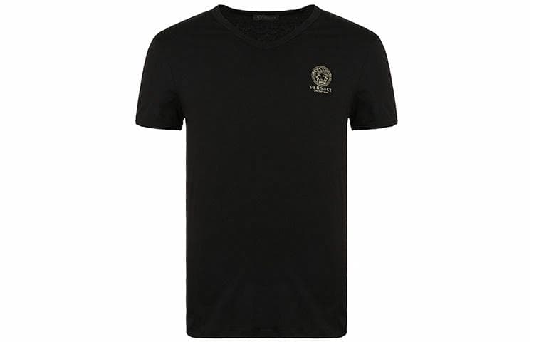 VERSACE/范思哲 Versace V-Neck Logo T-Shirt Black
