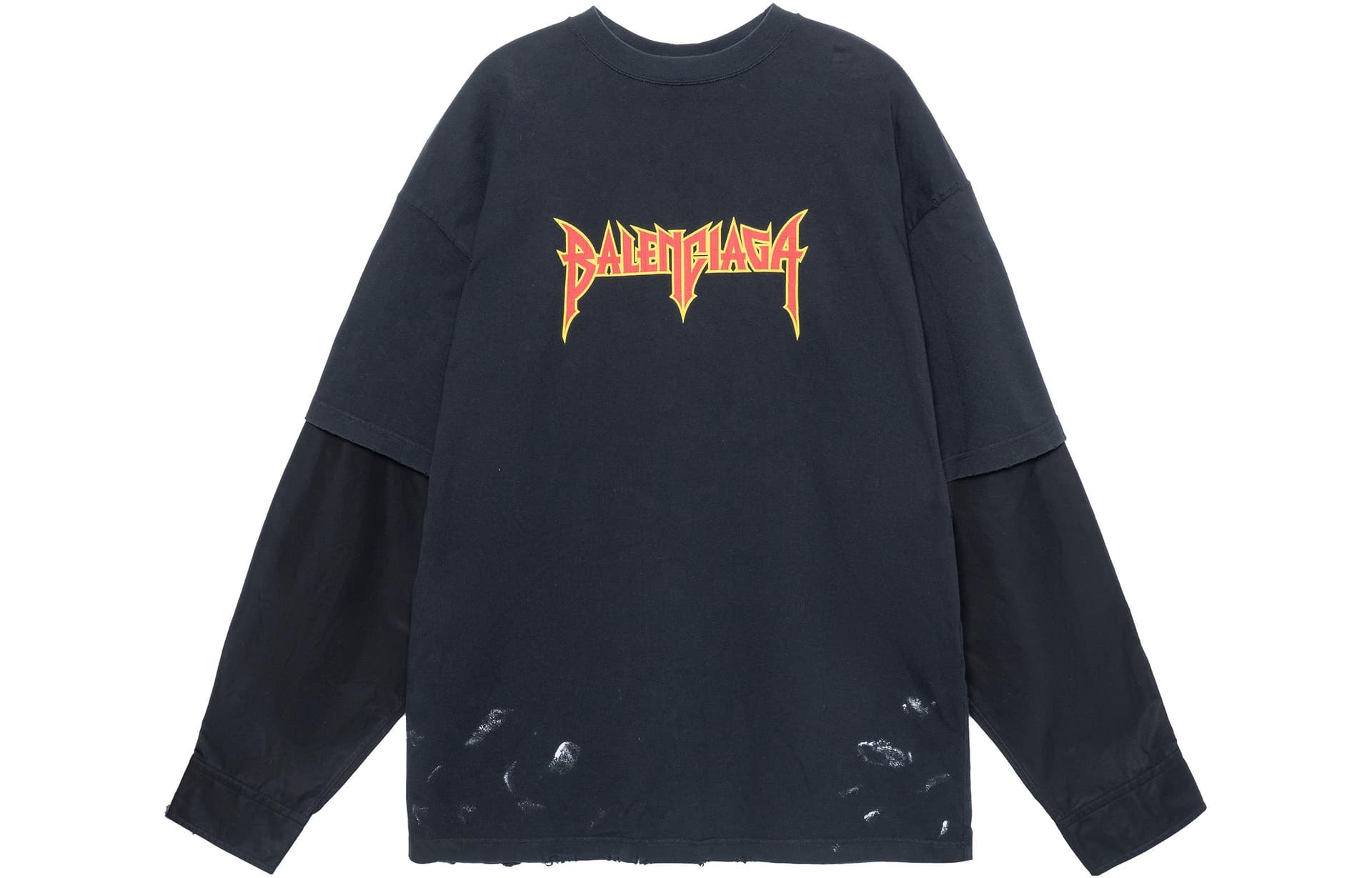 Balenciaga Logo Crewneck Long Sleeve Tee Black