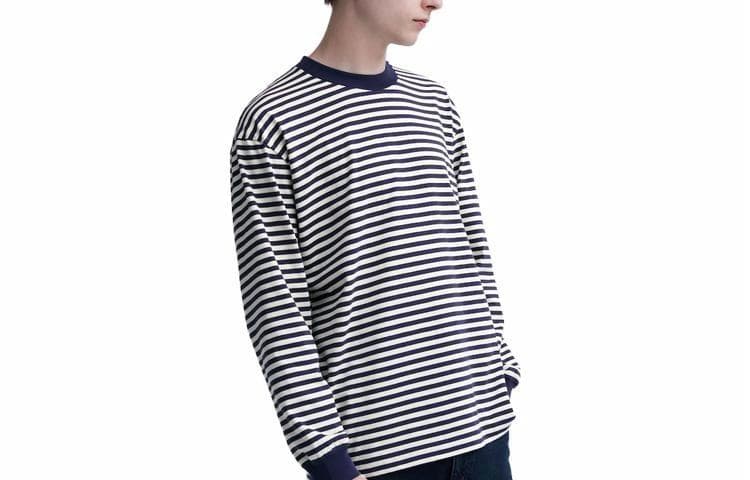 UNIQLO/优衣库 UNIQLO Striped Crewneck Long Sleeve Tee White