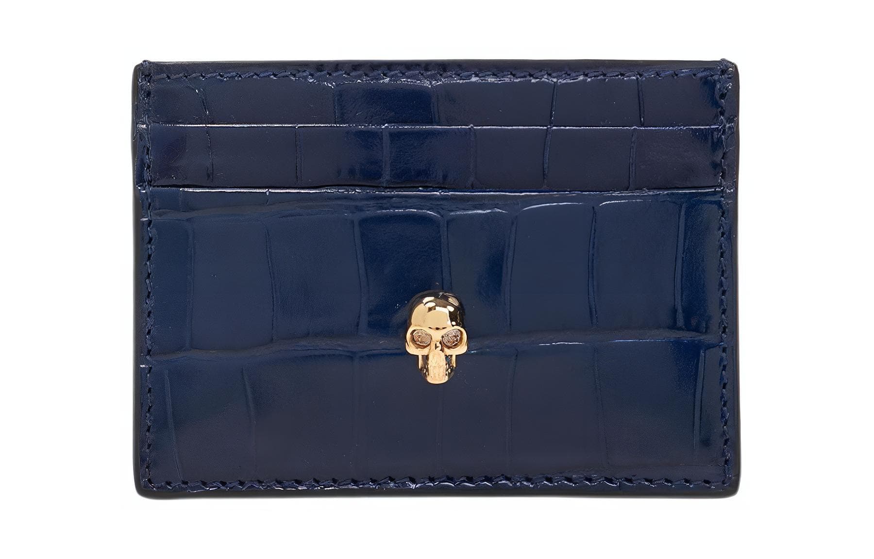 Alexander McQueen Skull Card Holder Navy