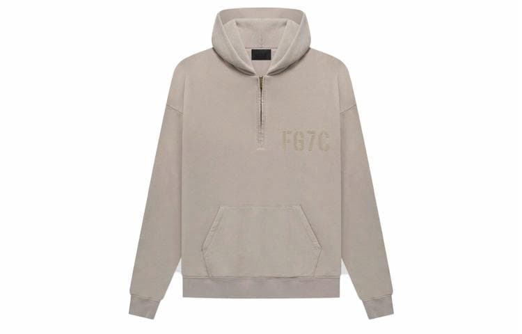 Fear of God Long Sleeve Half Zip Hoodie Vintage Paris Sky FG7C Logo