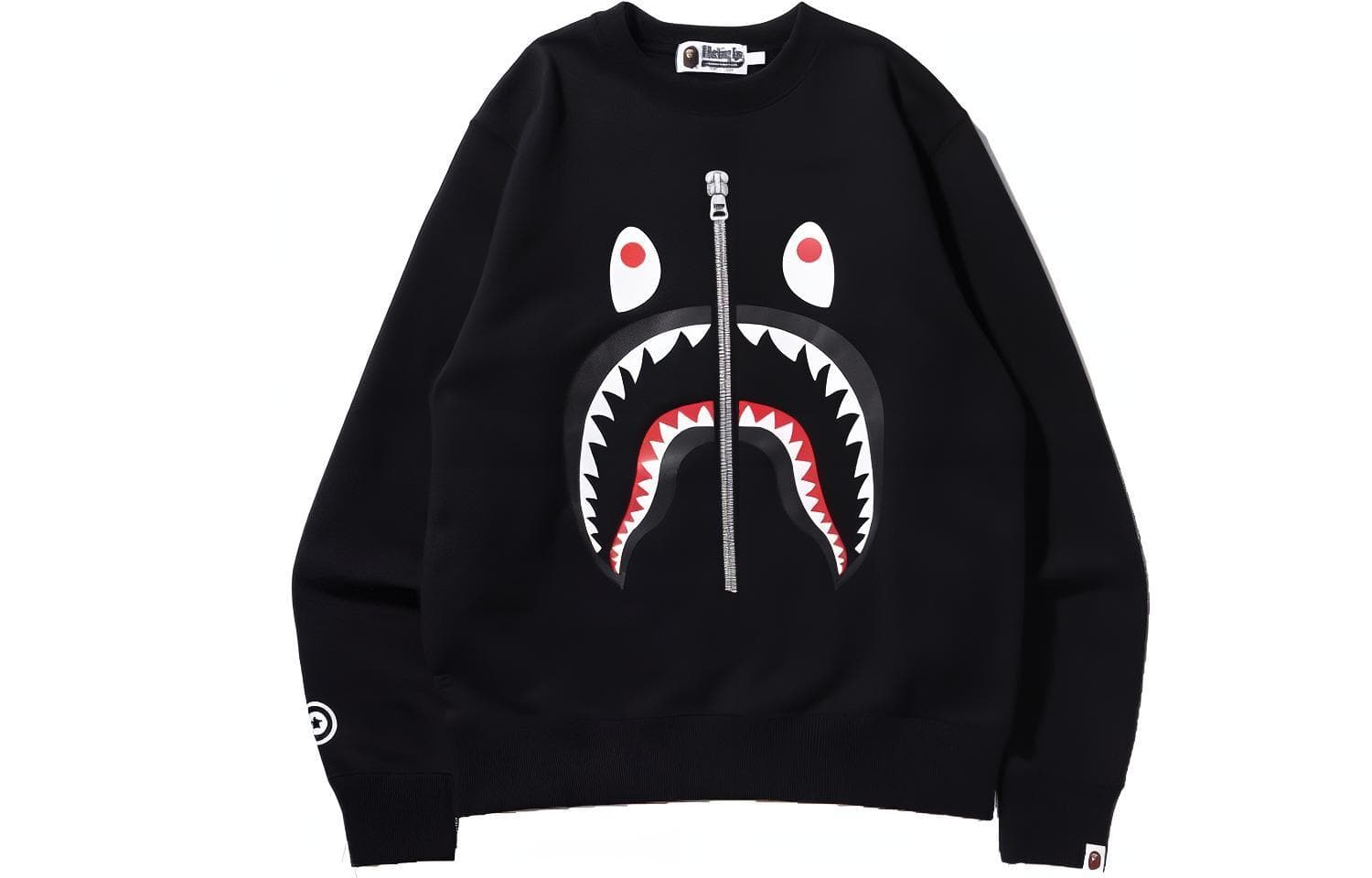A BATHING APE BAPE Shark Print Crewneck Sweatshirt
