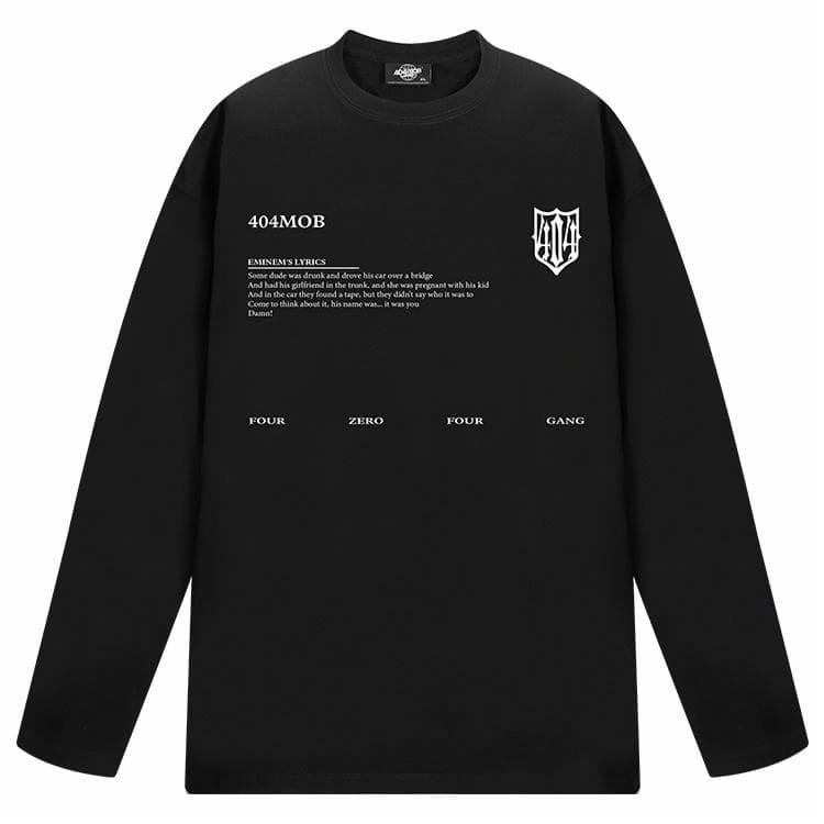 404MOB GANG Shield Print Long Sleeve Tee