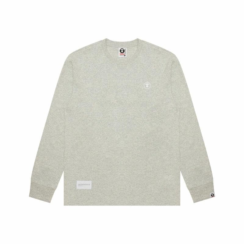 Aape FW24 Grey Crewneck Long Sleeve Tee