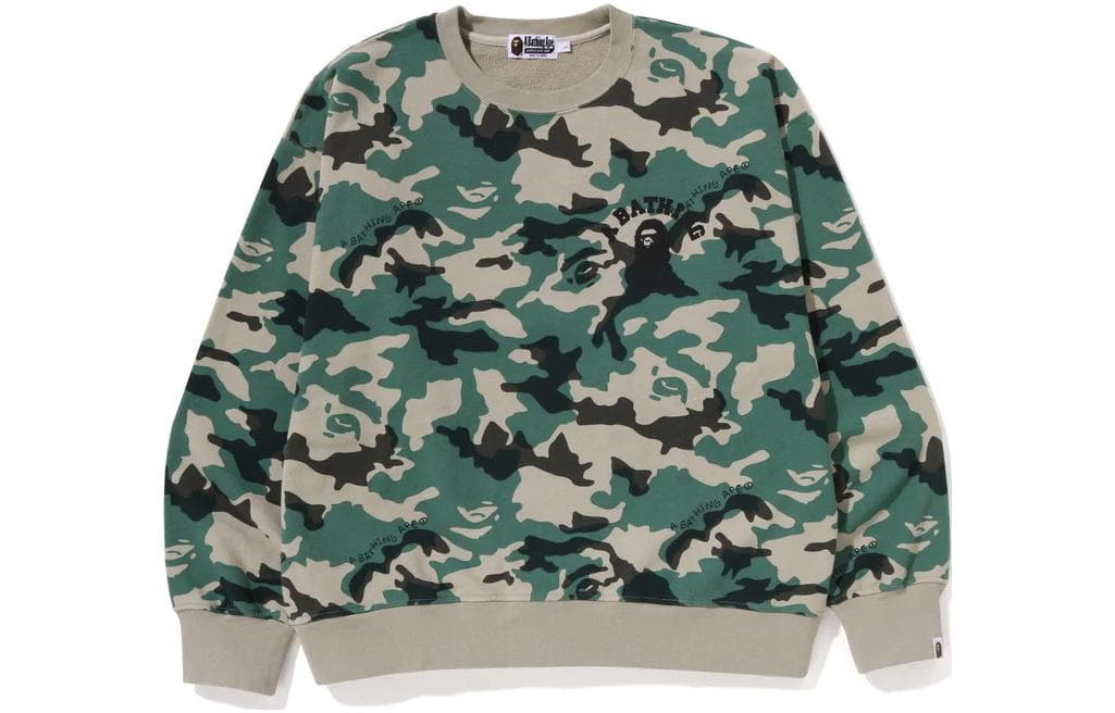 A BATHING APE Camo Logo Pullover Sweatshirt