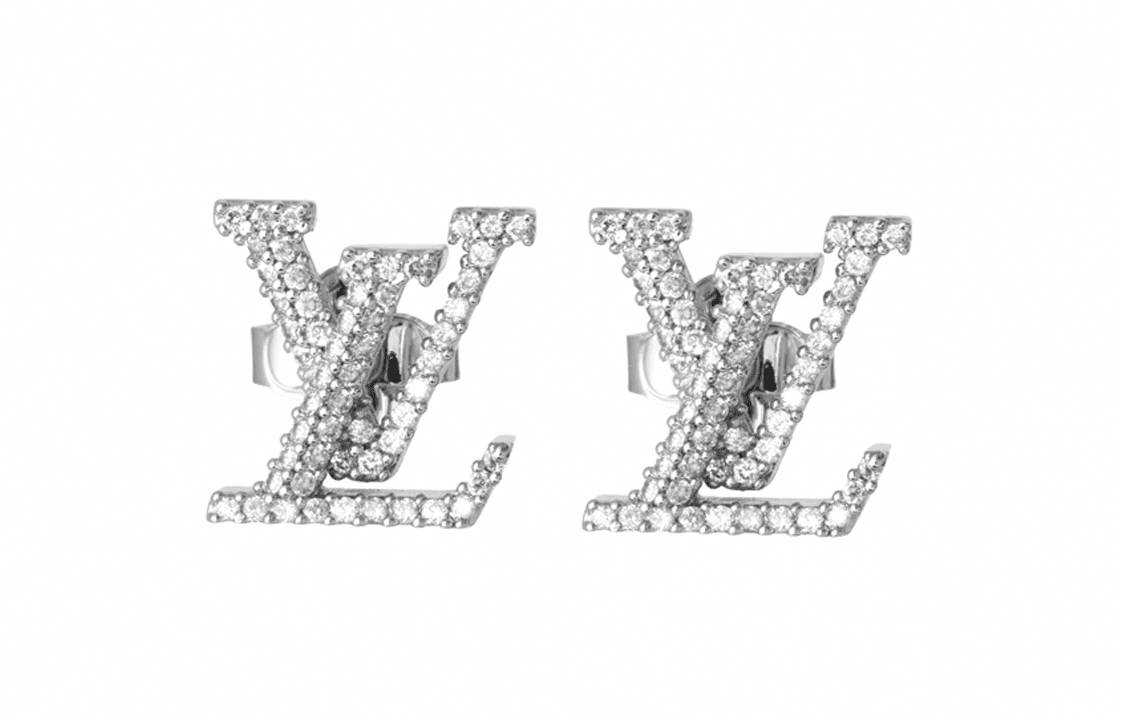 LOUIS VUITTON/路易威登 Louis Vuitton LV Logo Earrings Silver