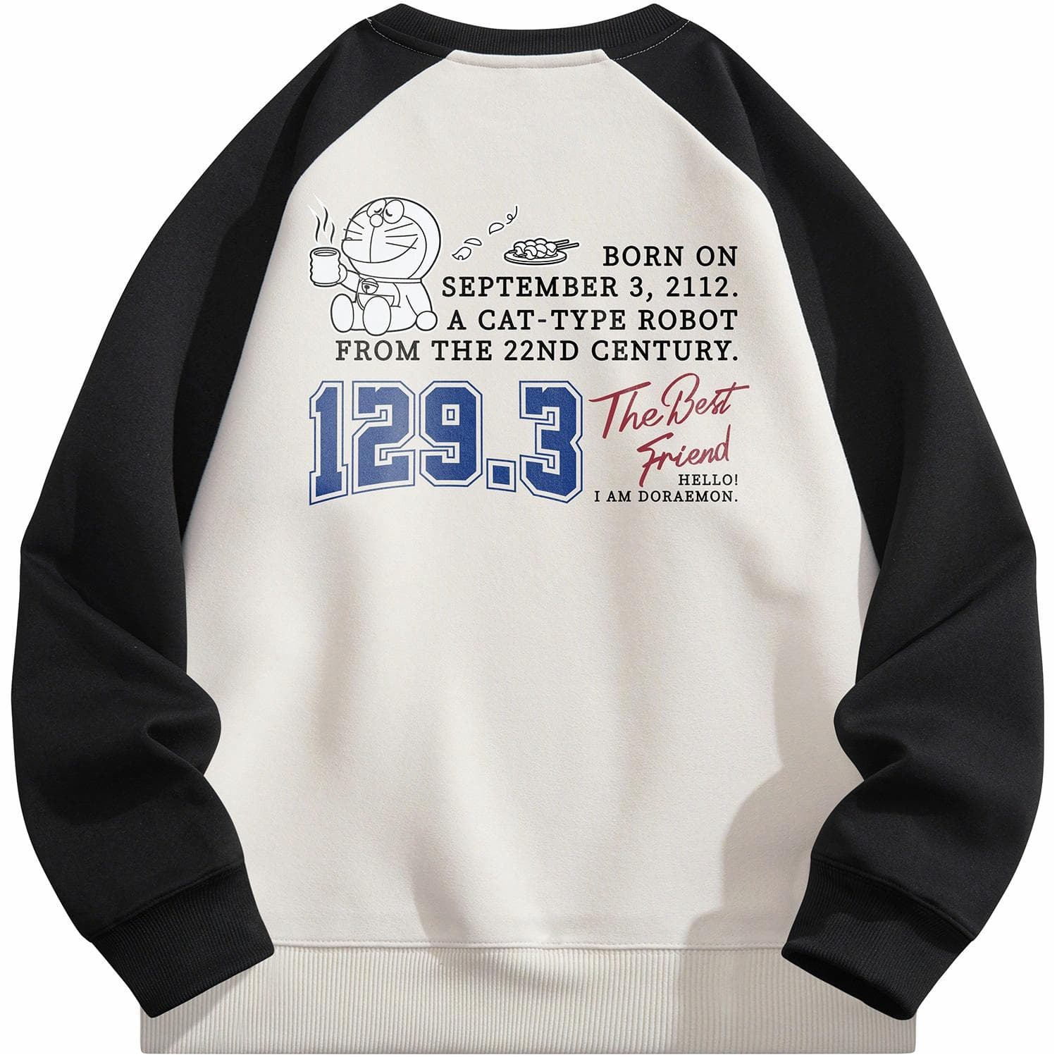 Doraemon/哆啦A梦 Doraemon Cartoon Colorblock Sweatshirt