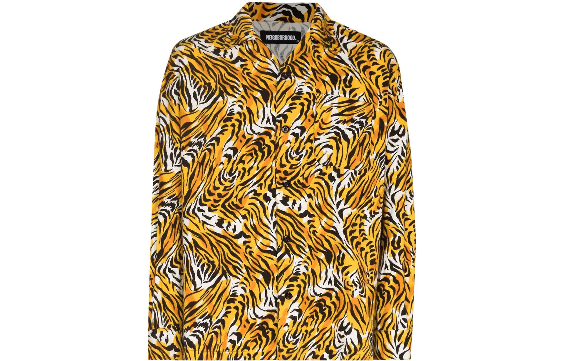 NEIGHBORHOOD Tiger Print Long Sleeve Shirt Yellow
