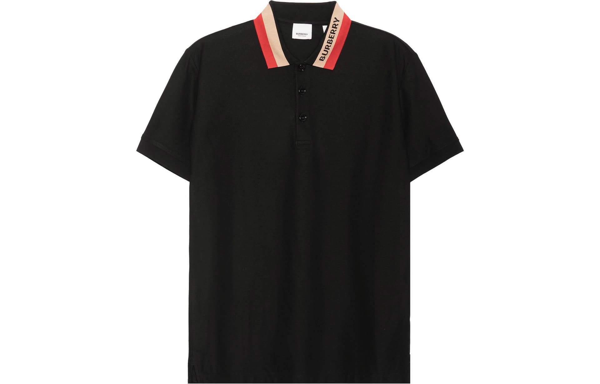 Burberry Logo Stripe Polo Shirt Black