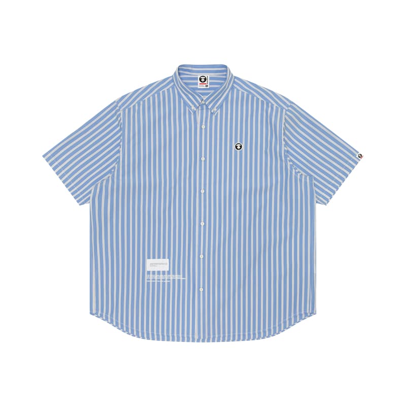 Aape Striped Short Sleeve Shirt Blue