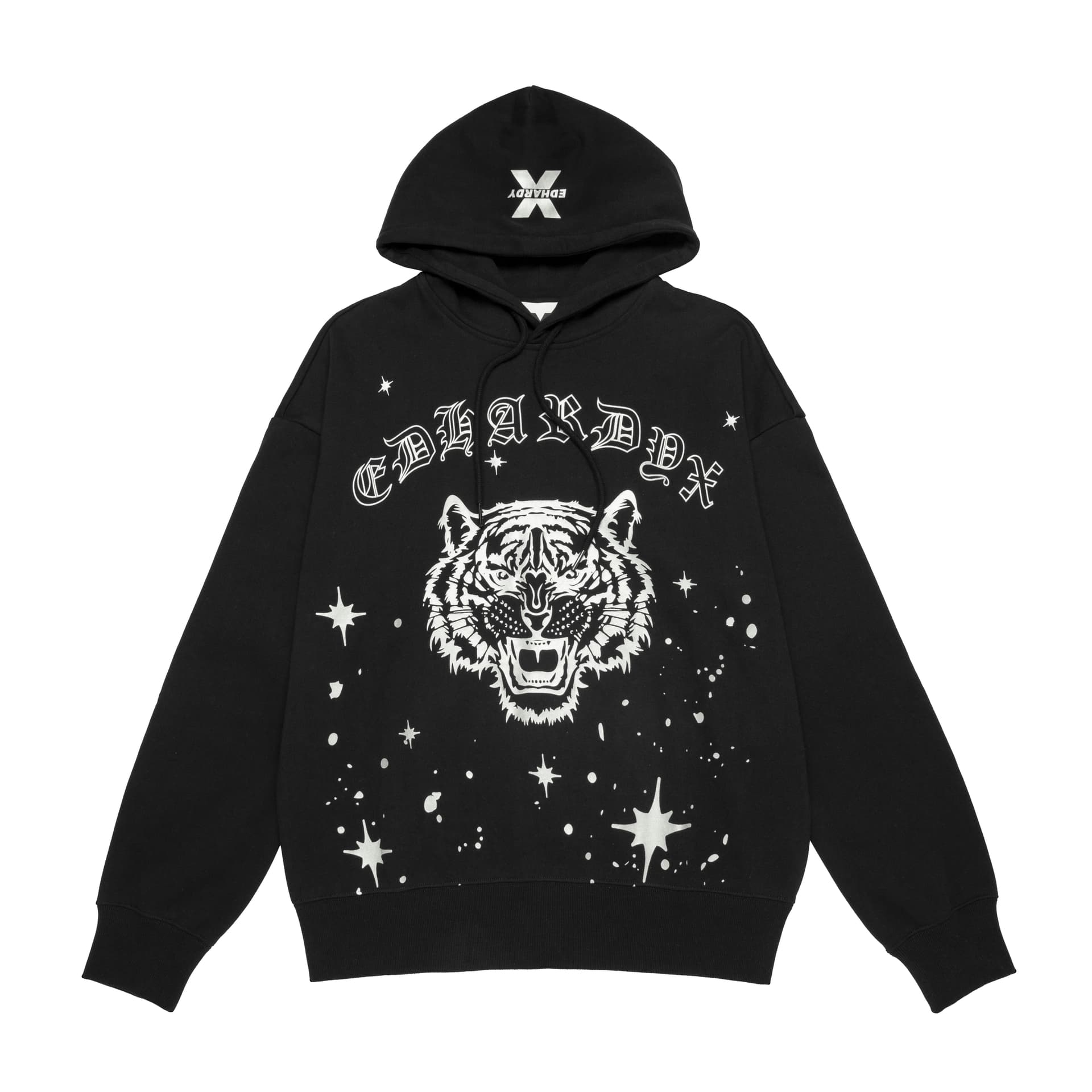 ED HARDY X Ed Hardy Tiger Logo Hoodie Silver Starry Sky