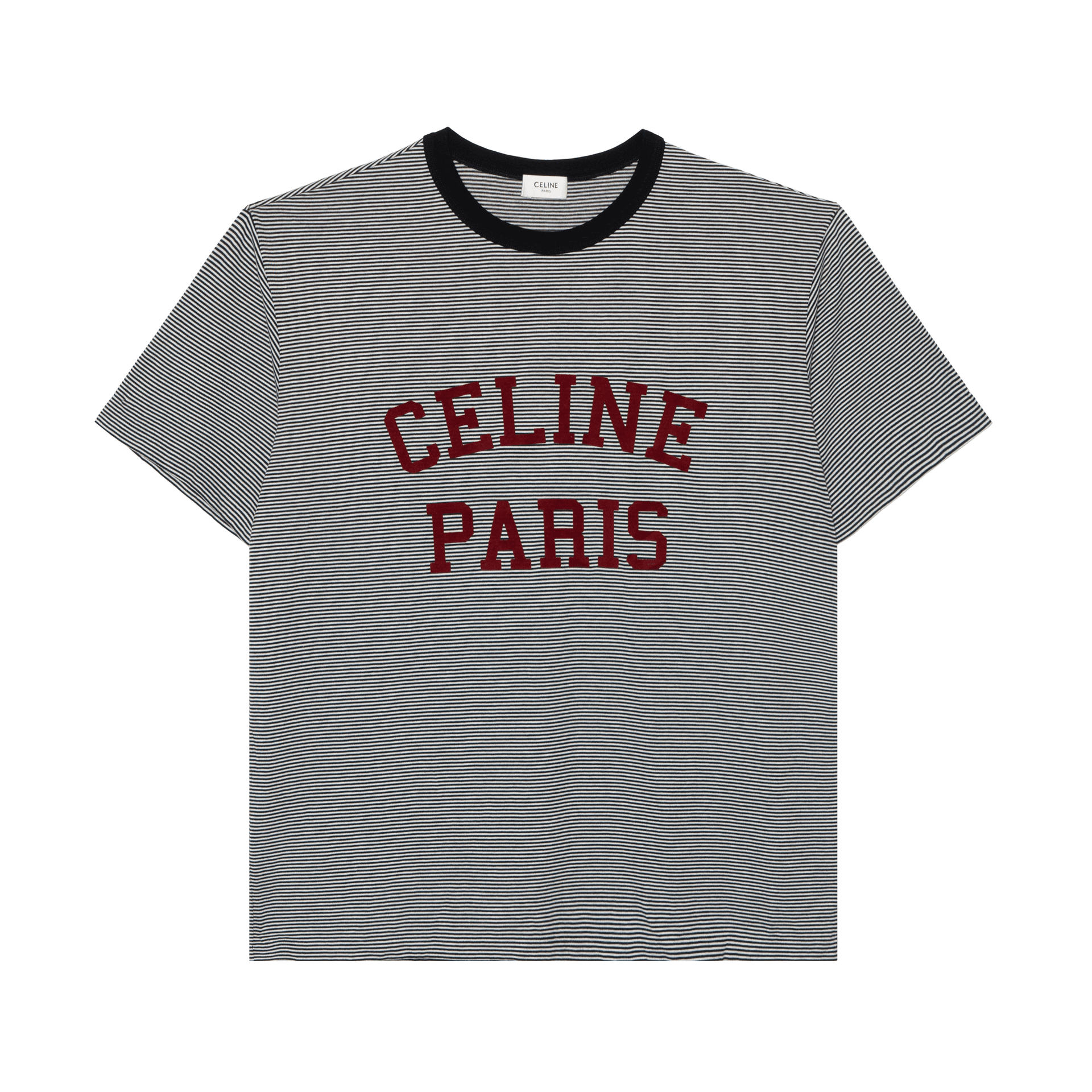 CELINE Logo Striped T-Shirt Grey
