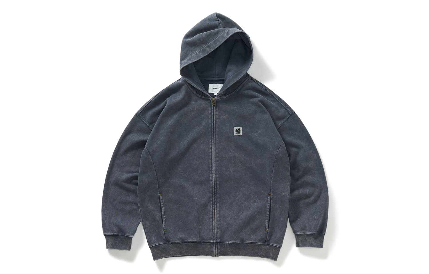 714STREET Basic Badge Hoodie Zipper Sweatshirt