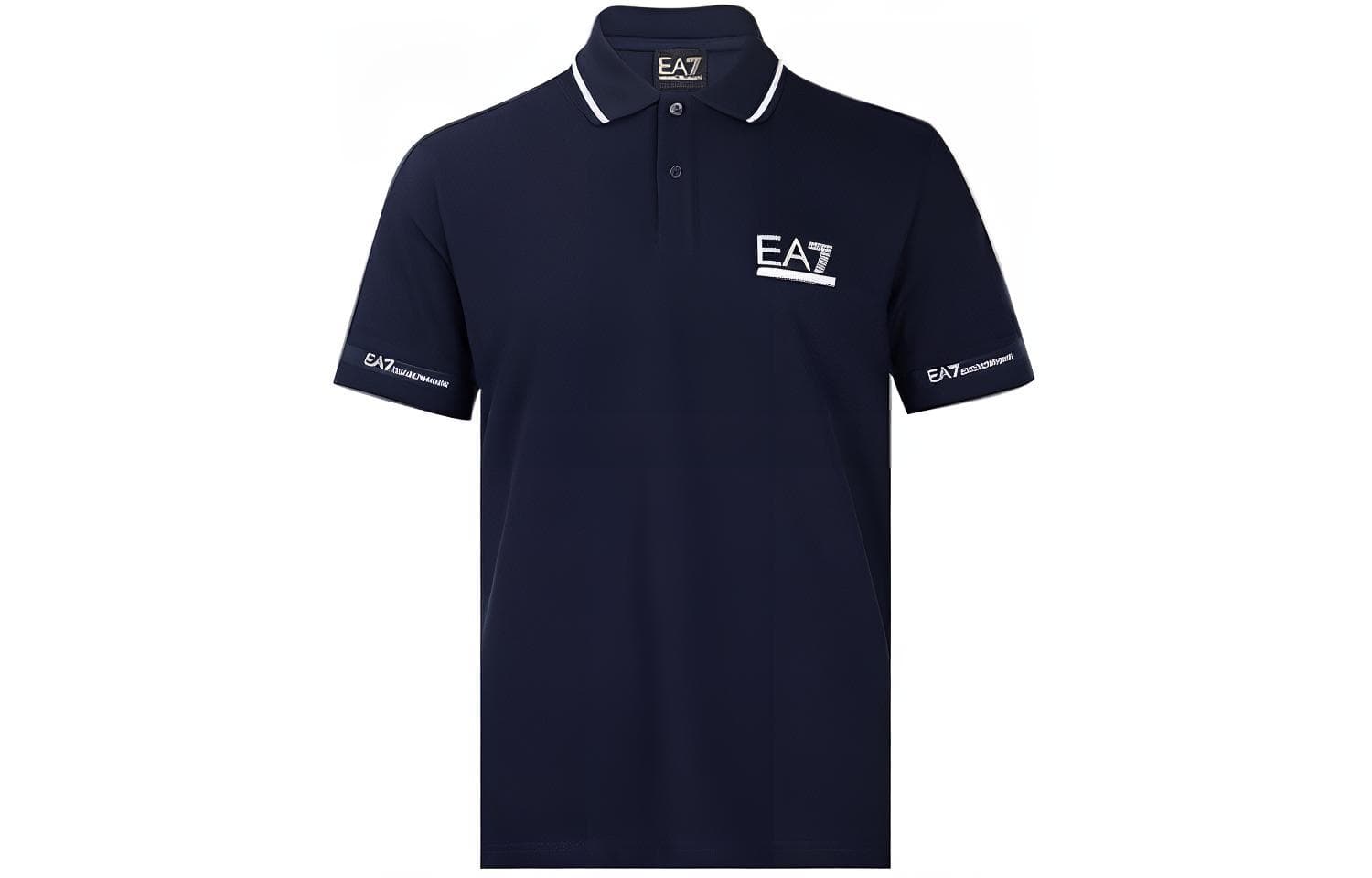 EMPORIO ARMANI/阿玛尼 Emporio Armani Printed Striped Polo Shirt Blue