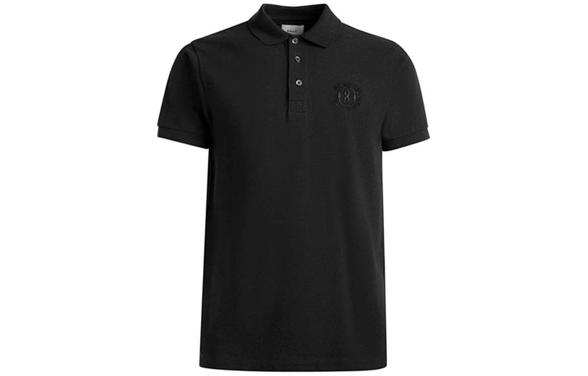 BALLY巴利 BALLY Emblem Polo In Black Cotton Polo