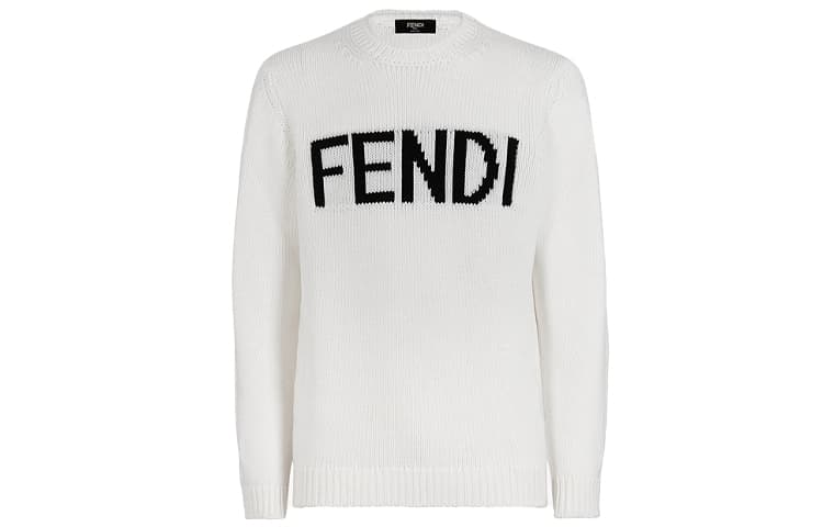 FENDI/芬迪 Fendi Logo Wool Pullover Sweater White